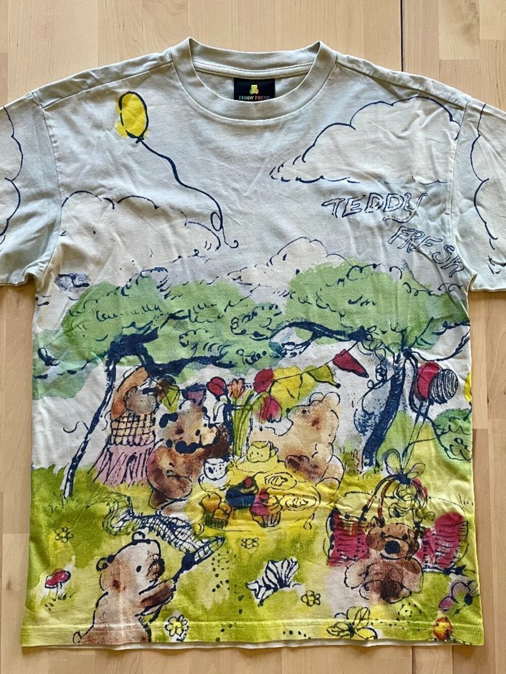 Teddy Fresh Unisex Outdoor Bear Picnic Party T-Shirt size XXS *SEE DESCRIPTION*
